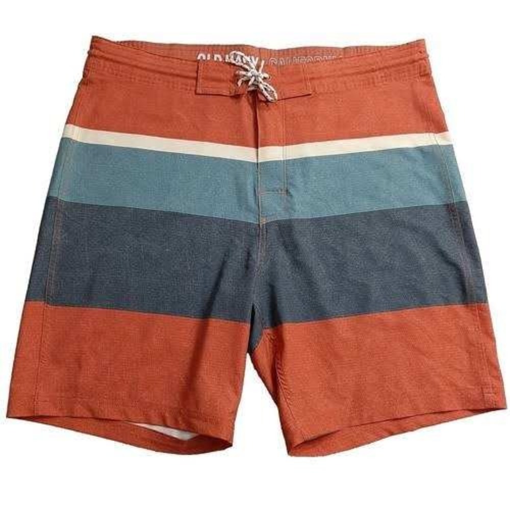 Old Navy Board Shorts Striped Swim Trunks Men's 34 Orange Blue